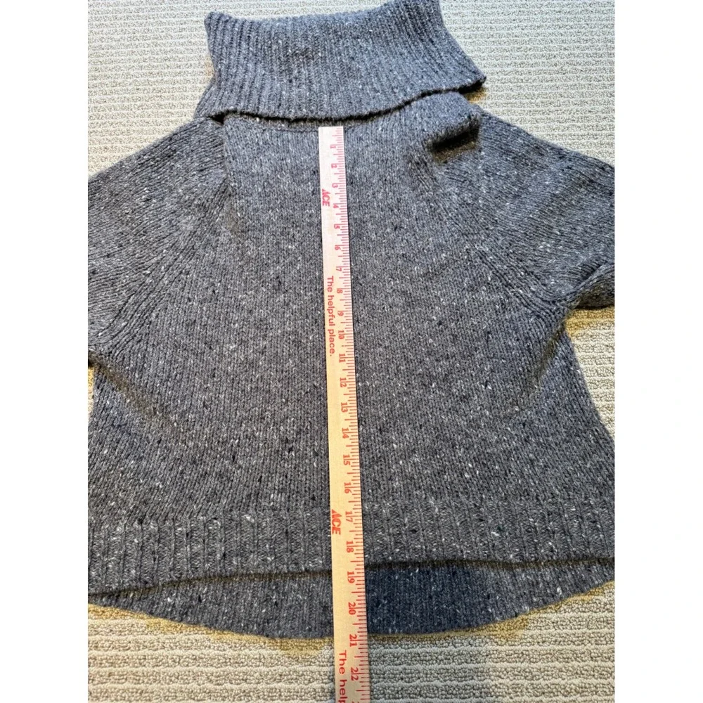 Theory Wool Cashmere Blend Turtleneck Sweater Poncho‎ Gray Short Sleeve Women S